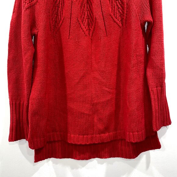 Chaps Red Cable Knit Sweater Long Sleeve Pullover Size S/P - Picture 4 of 9